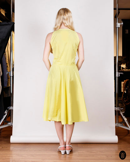 1980s Gianni Versace Yellow Cotton Dress S