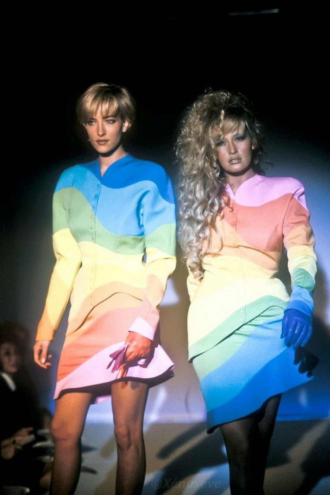 An iconic 90s Thierry Mugler Rainbow suit S